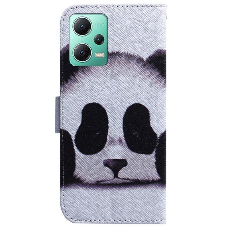 Folio Deksel Til Xiaomi Redmi Note 12 5G Med Kjede Strappy Panda