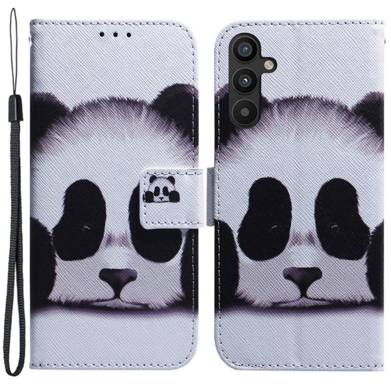 Lærdeksel Til Samsung Galaxy A54 5G Med Kjede Lanyard Panda Fan