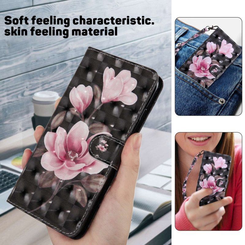 Lærdeksel Til Samsung Galaxy S23 5G Med Kjede Strappy Floral