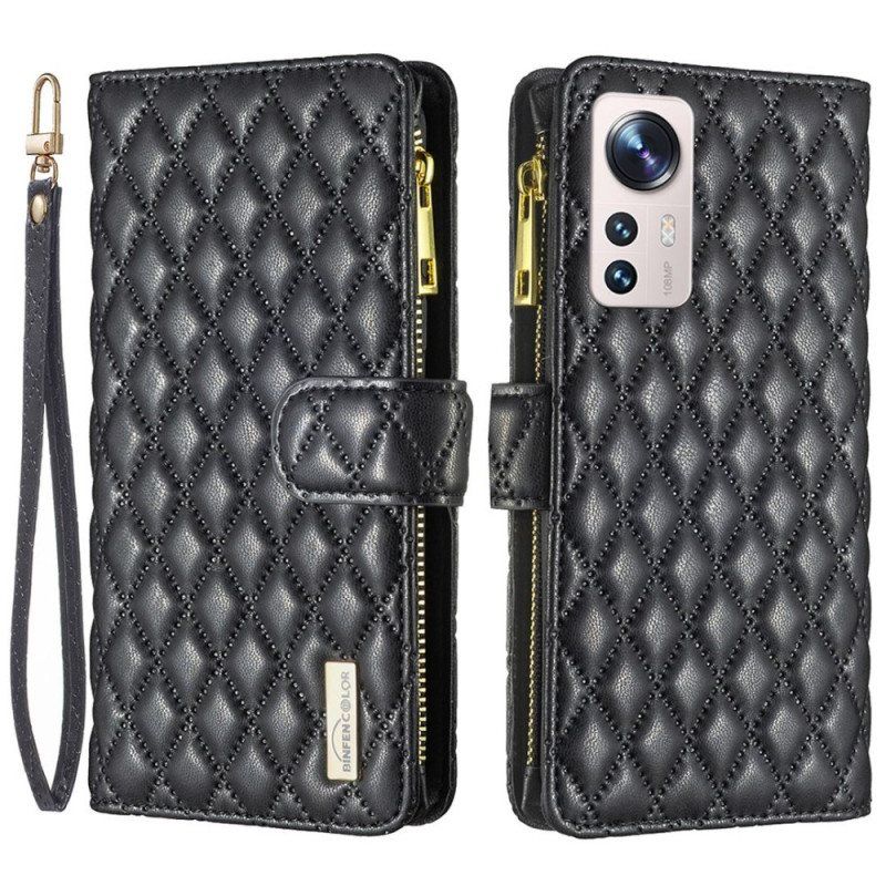 Lærdeksel Til Xiaomi 12 Lite Med Kjede Binfen Color Style Quilted Strappy