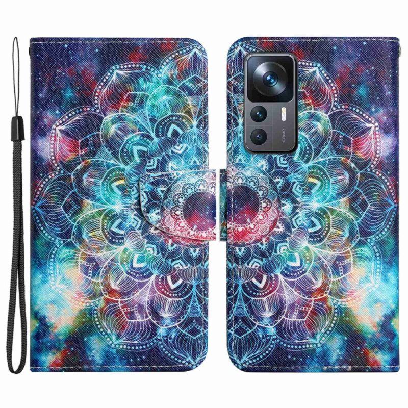 Lærdeksel Til Xiaomi 12T / 12T Pro Med Kjede Prangende Strappy Mandala