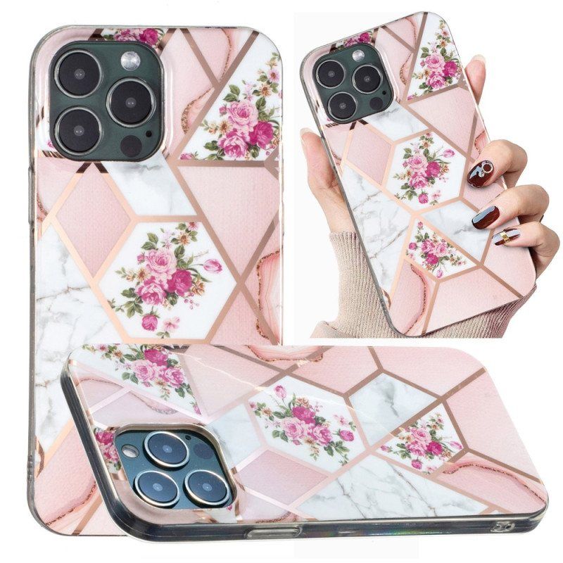 Mobildeksel Til iPhone 15 Pro Blomstermarmor