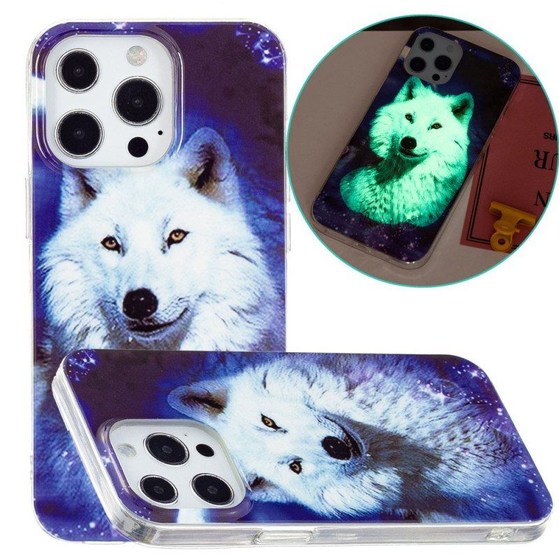 Mobildeksel Til iPhone 15 Pro Fluorescerende White Wolf